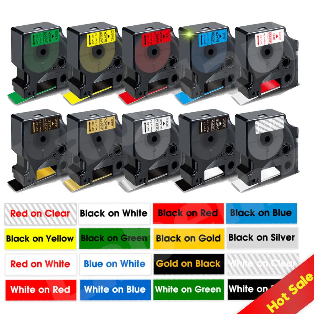 6/9/12 mm 24 mm Etikett für Dymo D1 Tape 45013 40913 43613, Schwarz auf Weiß, kompatibler Dymo LabelManage 160 280 LabelPoint Etikettendrucker Image