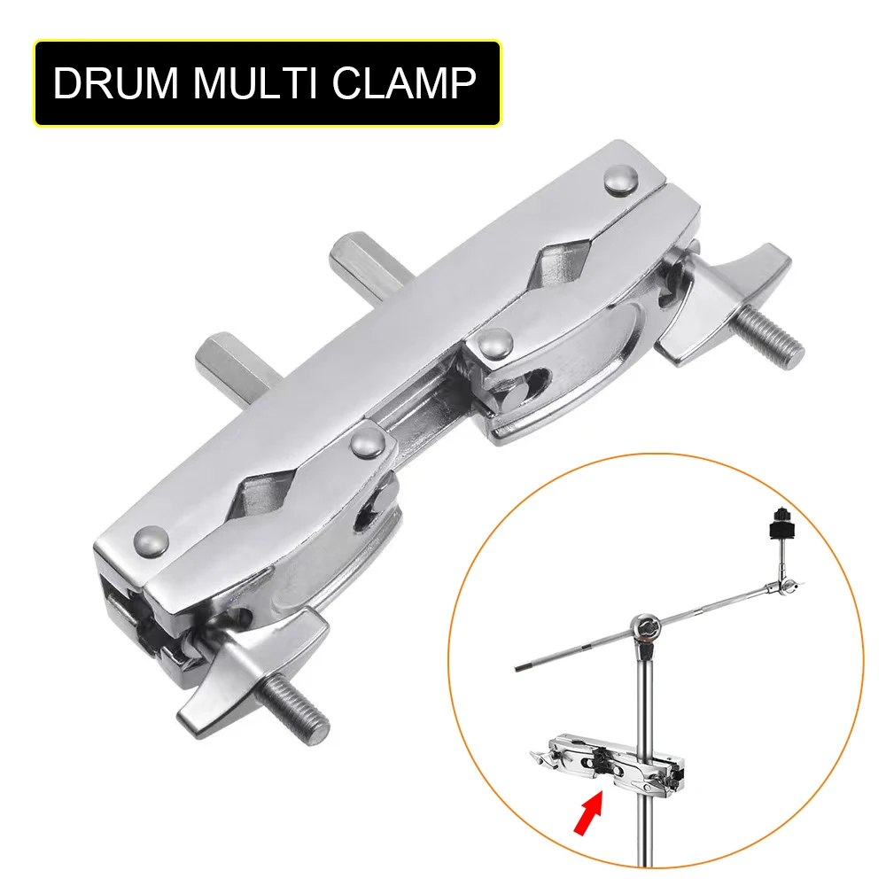 Trommel Multi-Clamp-Legierung silbrig 2 Löcher einstellbar Schnell verschluss Multi-Clamp Konstrukt Becken Stand halterung für Trommeln Teile Image