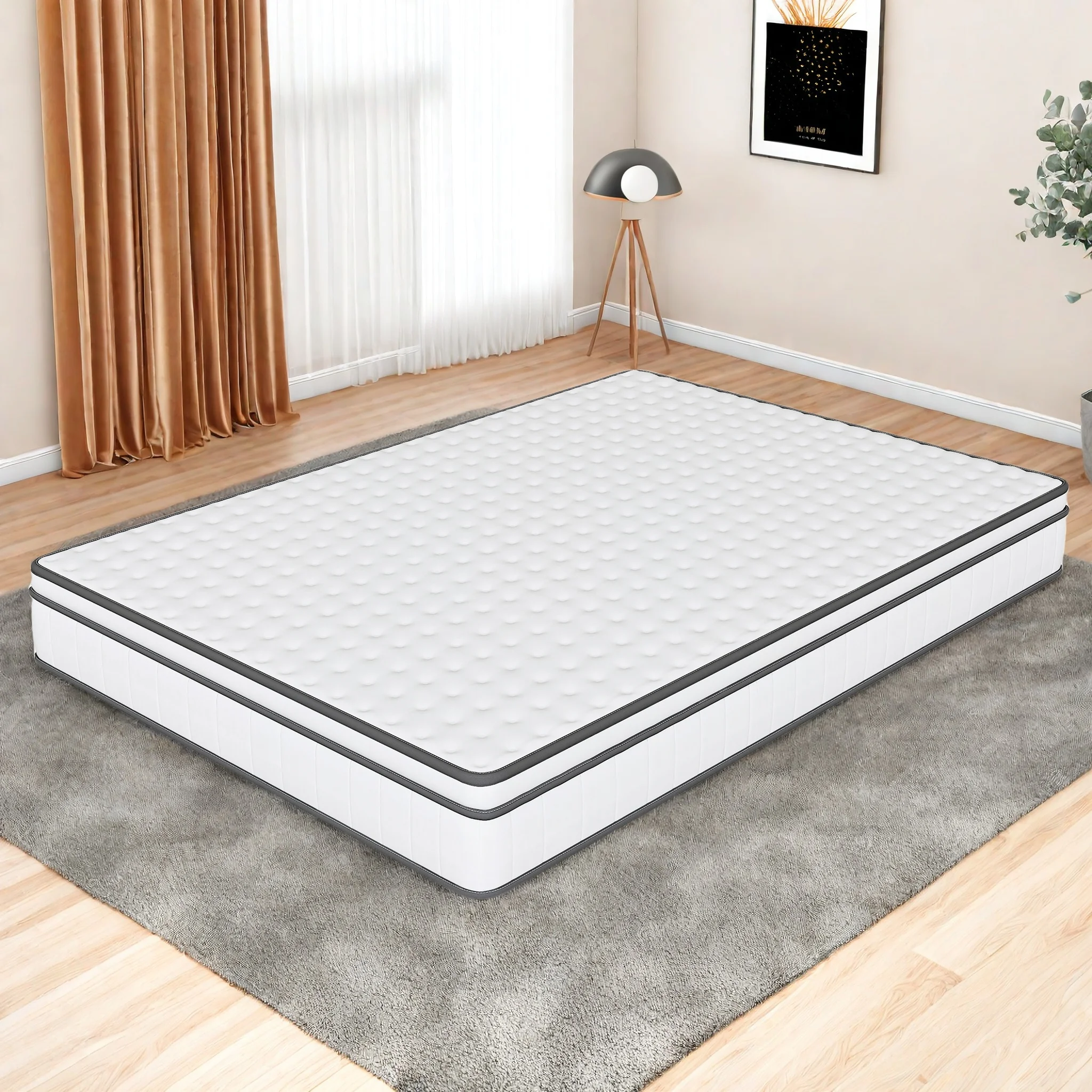 Comanlai Matratze 140x200cm Gebogenes Anti-Kollisions-Design, Atmungsaktiv Hautfreundlich, Mittlere Härte, Taschenfederkernmatratze, 25cm Image