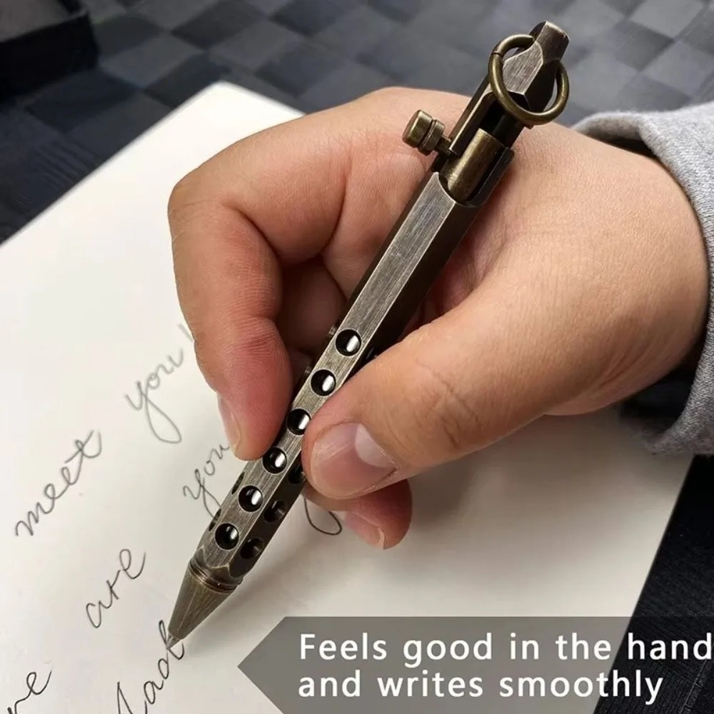 Retro Messing Stift Bolt Action Signature Kugelschreiber für Business Weihnachten Geburtstag Schule Student Büro Schreibwaren Image