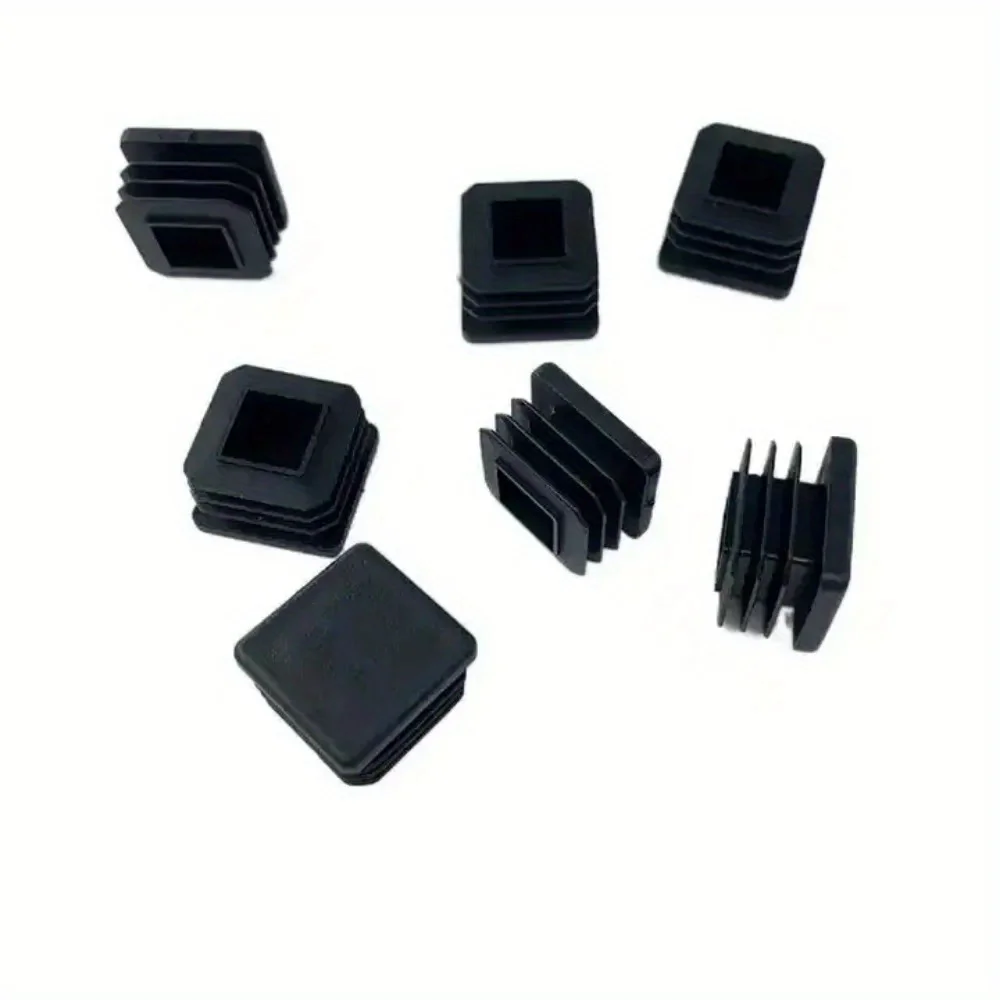 10 Stück 20mm quadratische Plastik tisch fuß kappe, Einsätze, schwarze End kappen für Metallrohre, Schellers topfen, Zäune, Gleit schutz Image
