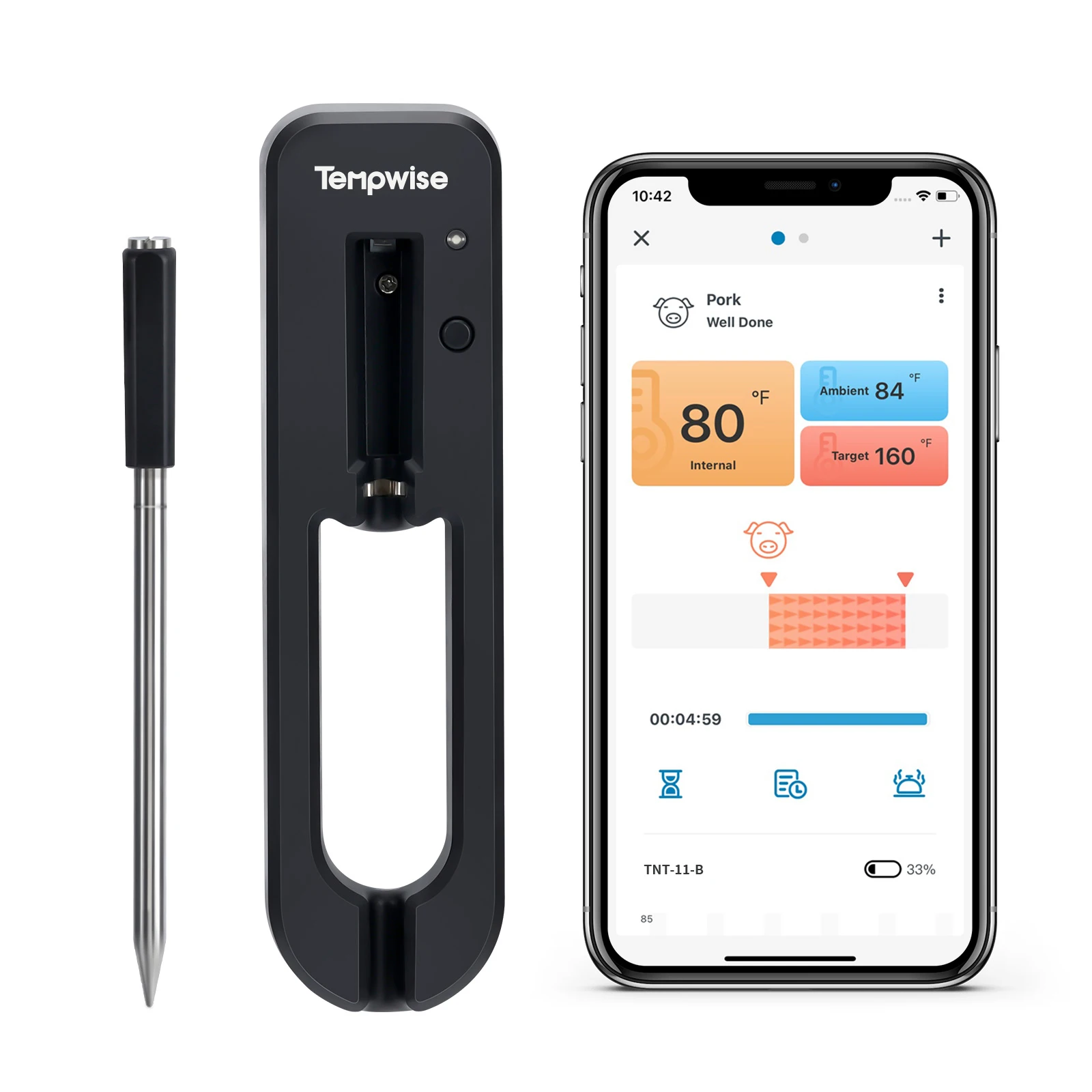 Tempwise Smart Ofen Thermometer 30 m Bluetooth-Kompatibel Steuerung Temperatur Fleisch Thermometer für Herd Grill Sous Vide Smoker Image