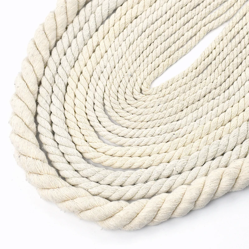 2/5/10 m Beige 5–20 mm geflochtene Makramee-Schnur, 3 Anteile, Baumwollseil, gedrehte Seile, Faden, dekorative Schnur, Tasche, Kleidung, Zuhause, Spitze, Nähen
