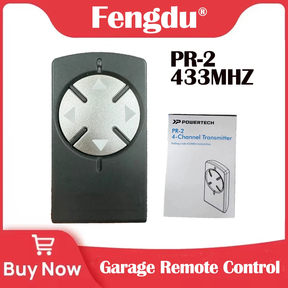 Powertech PR1 PR2 PR4 R2 Fernbedienung 433,92 MHz Rolling Code 4-Kanal-Sender für Garagentoröffner Image
