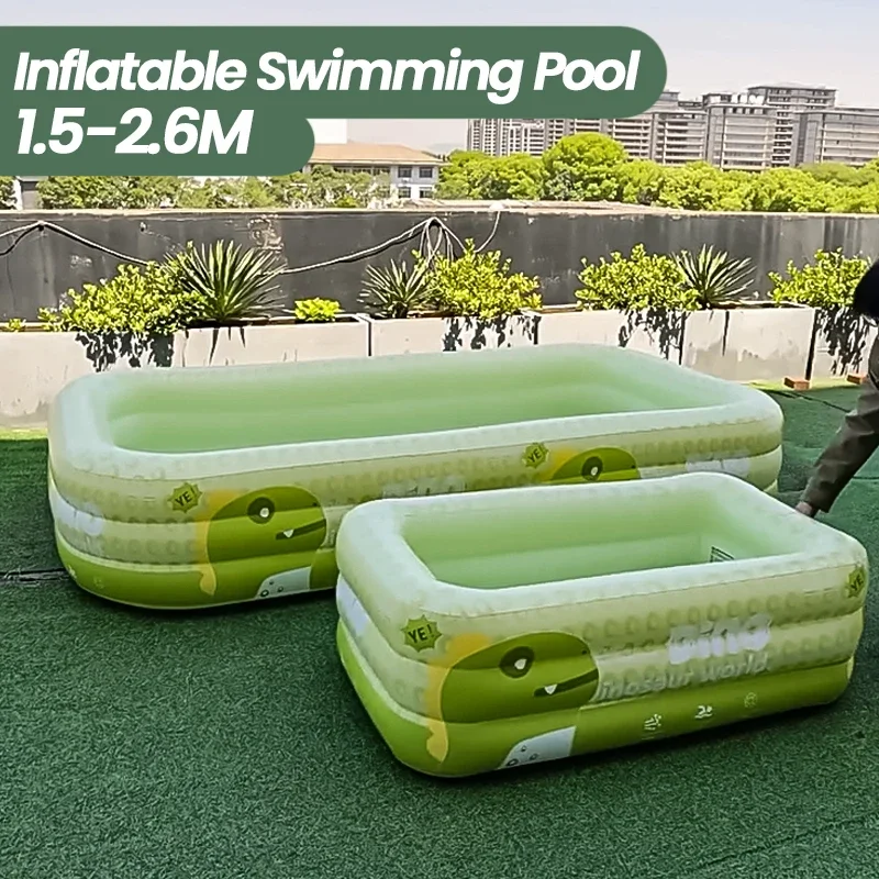 1,5-2,6M Aufblasbarer Schwimmpool für Kinder und Erwachsene, PVC Großer Familien-Party-Pool, Verstärkter Outdoor-Sommer-Babyspielpool mit Spielzeug Image