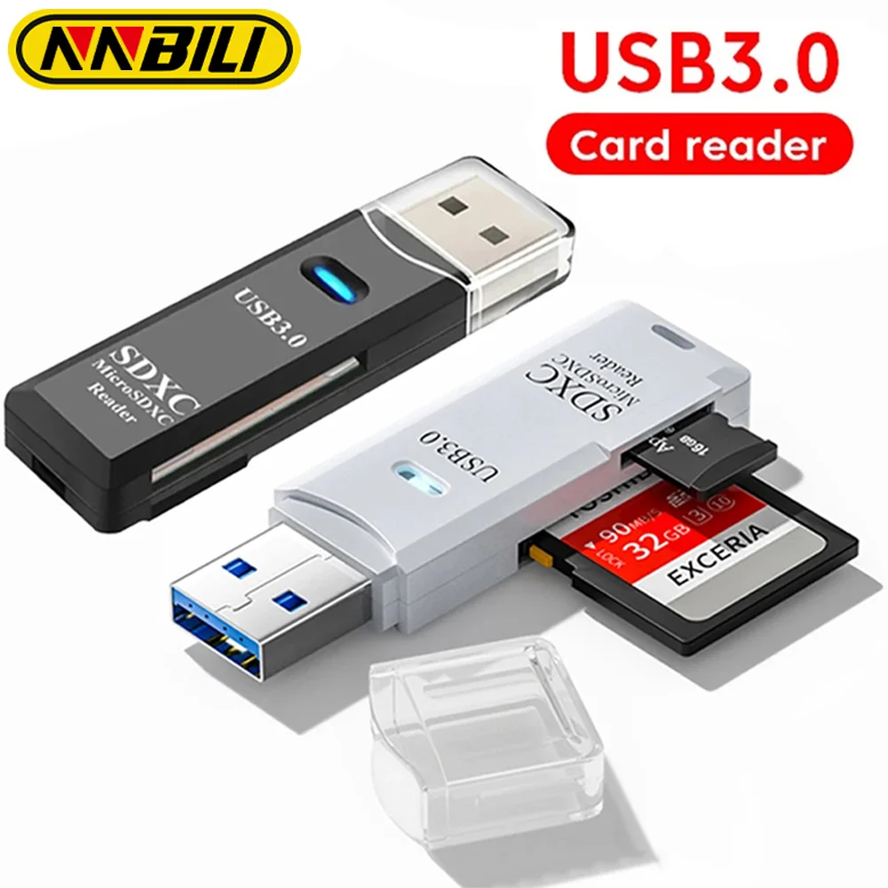 NNBILI 2in1 High Speed USB 3,0 Smart Cardreader Adapter USB Kartenleser Für PC Laptops Zubehör Flash Drive SD TF Karte Speicher Image