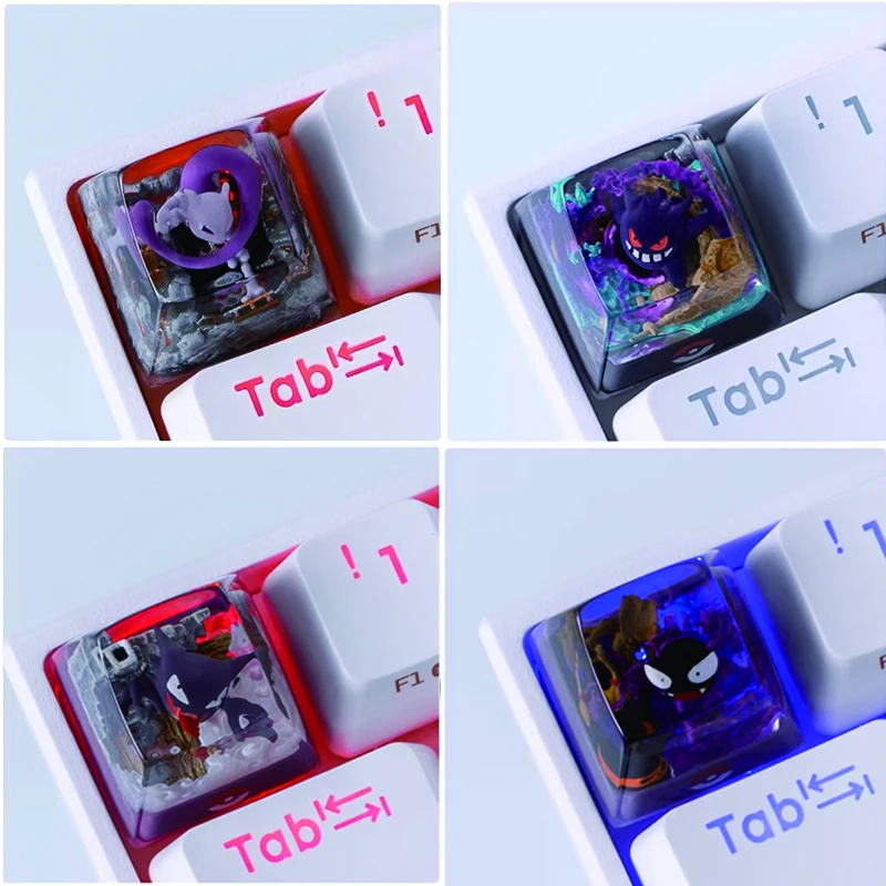 Harz-Gengar, Pikachu, Glurak, Evoli – Individuelle transparente Harz-Tastenkappen für mechanische Tastaturen – Kreative Einzel-Tastenkappen für Computer Image