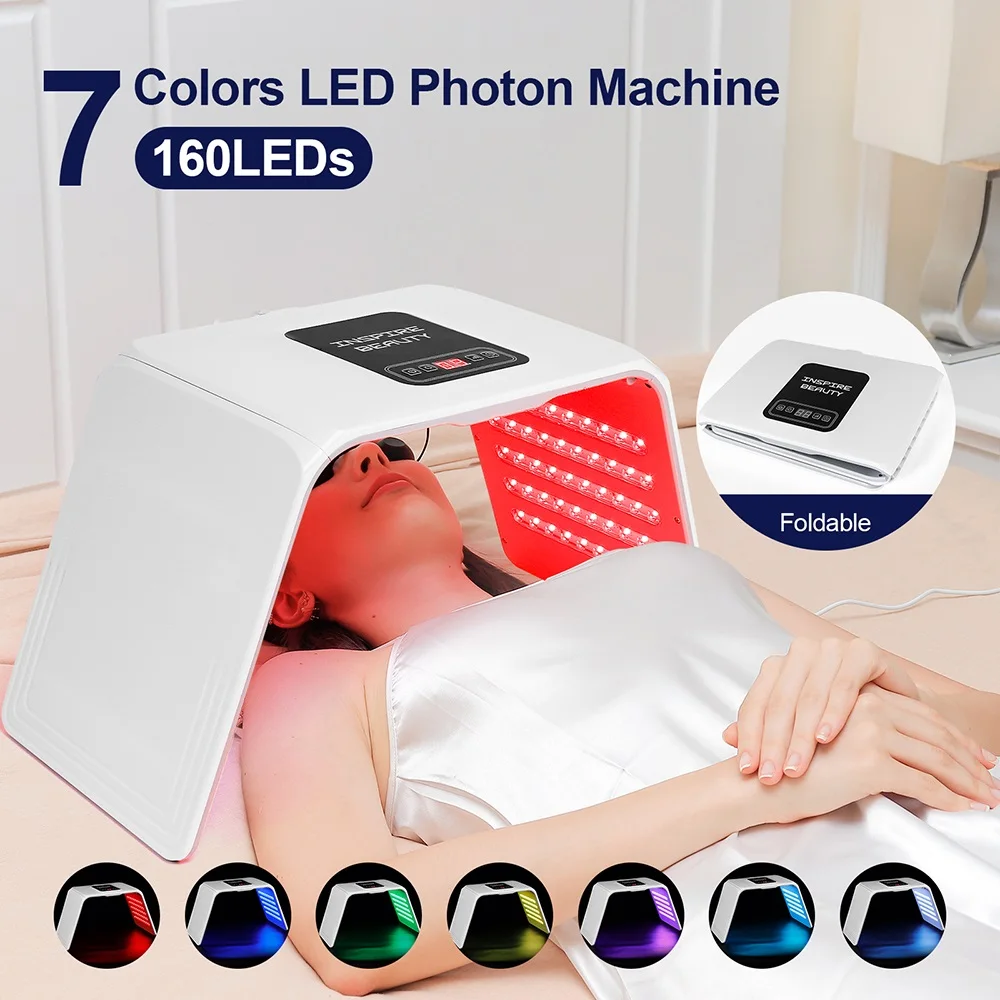 160 LEDs faltbar 7 Farben LED Photon Maschine Gesicht LED Maske PDT Maschine Heimgebrauch Schönheitssalon LED Gesichts Körper SPA Maske Hautpflege Image