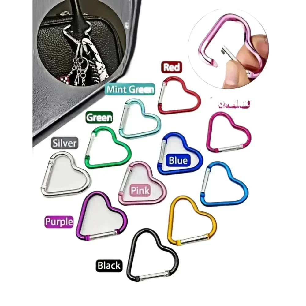5PCS Herzförmige Metall Karabiner Schlüsselbund Karabiner Outdoor Klettern Camping Schlüssel Ring Multi Reise Kit Haken Hängen Schlüsselring Image