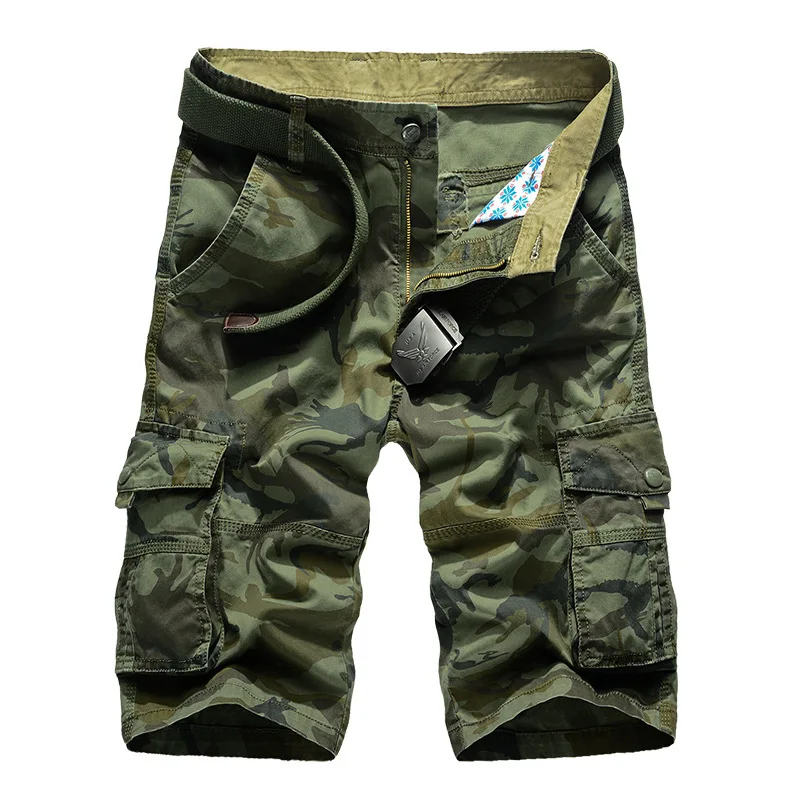 Camouflage Camo Cargo-Shorts Männer 2025, Neue Herren Casual Shorts Männlichen Lose Arbeit Shorts Mann Militär Kurze Hosen Plus Größe 29-44