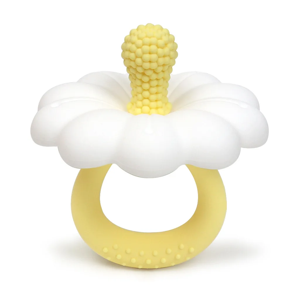 2026 Bestseller Großformatiger Baby-Blumenform-Beißring Silikon-Schnuller-Beißring Baby-Beißspielzeug Blumen-Beißanhänger Image