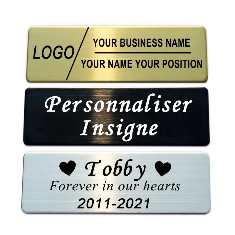 70 x 25 mm individuell graviertes Edelstahl-Abzeichen, Fotorahmen, Namensschild, Fotorahmen, Kunstschild, Ausweis, Tür, Briefkasten, Namensschild, Namensschilder