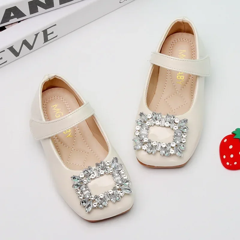 Baby Mädchen Lederschuhe für Party Hochzeit Kinder schwarz Mary Jane mit Strass Schnalle Prinzessin süße schicke Kinder wohnungen neu Image