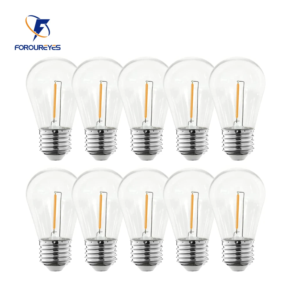 10er-Pack S14 dimmbare Glühlampe für Lichterketten im Freien, E27, E26, 5 V, 24 V, 1 W, PC-Abdeckung, warmweiße, wasserdichte LED-Kugelbirnen Image