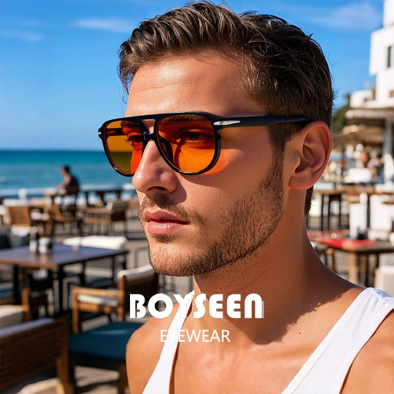 BOYSEEN Strand Sonnenbrille Mann Sommer Orange Sonnenbrille UV400 Kann Brillen Großen Rahmen Blau Brillen