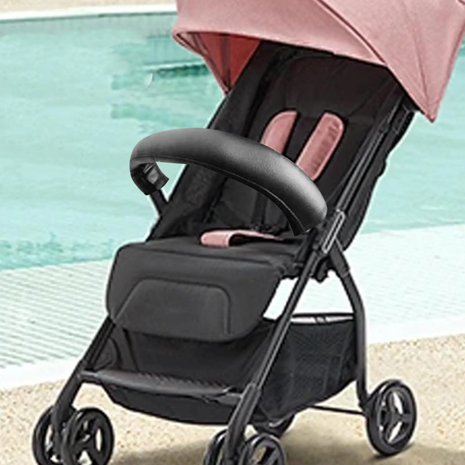 Kinderwagen-Griffstange, Schutzhülle, PU-Leder, Reißverschluss, Armlehnenhülse, staubdicht, für Kinderwagen und Kinderwagen Image