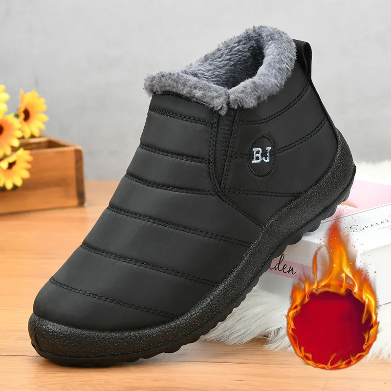 Schnee Stiefel Frau Warm Halten Schuhe Frau Slip Auf Damen Schuhe Flache Stiefeletten Wasserdicht Paar Weiche Botas Mujer Winter Stiefel
