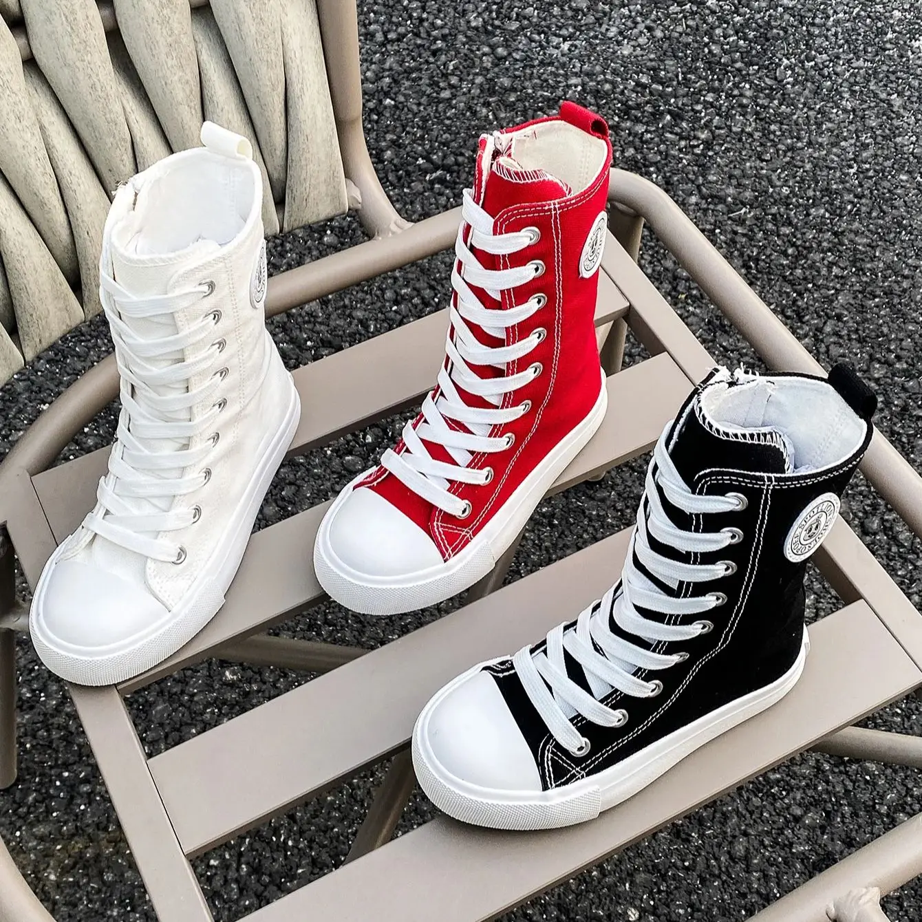 OPOEE 5056 HighTop Modetrend Kinder Segeltuchschuhe Jungen- und Mädchenstiefel Vielseitige hohe Stiefel Stoffschuhe Kinder Image