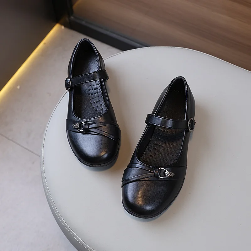 Kleines Mädchen Lederschuhe Kinder Schuluniform formelle Schuhe schwarz vielseitige Kinder Frühling Herbst Leistung flache Schuhe Mode