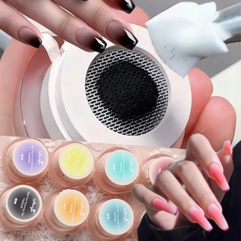 5 ml Nail art Kissen Gradienten Malerei Gel Schwarz Ombre Klopfen Gel Polnisch UV/LED Erröten Blühende Aura maniküre Nagellack Werkzeuge Image