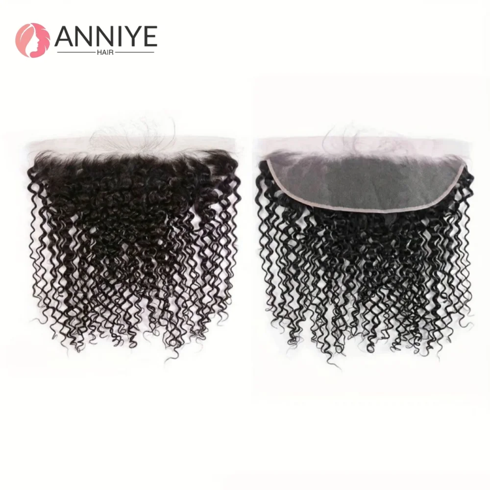 13x4 Spitze Frontal Menschliches Haar Verworrene Lockige Spitze Frontal Für Frauen Baby Haar Transparent Brasilianische Menschliches Haar Spitze frontal Verschluss Image