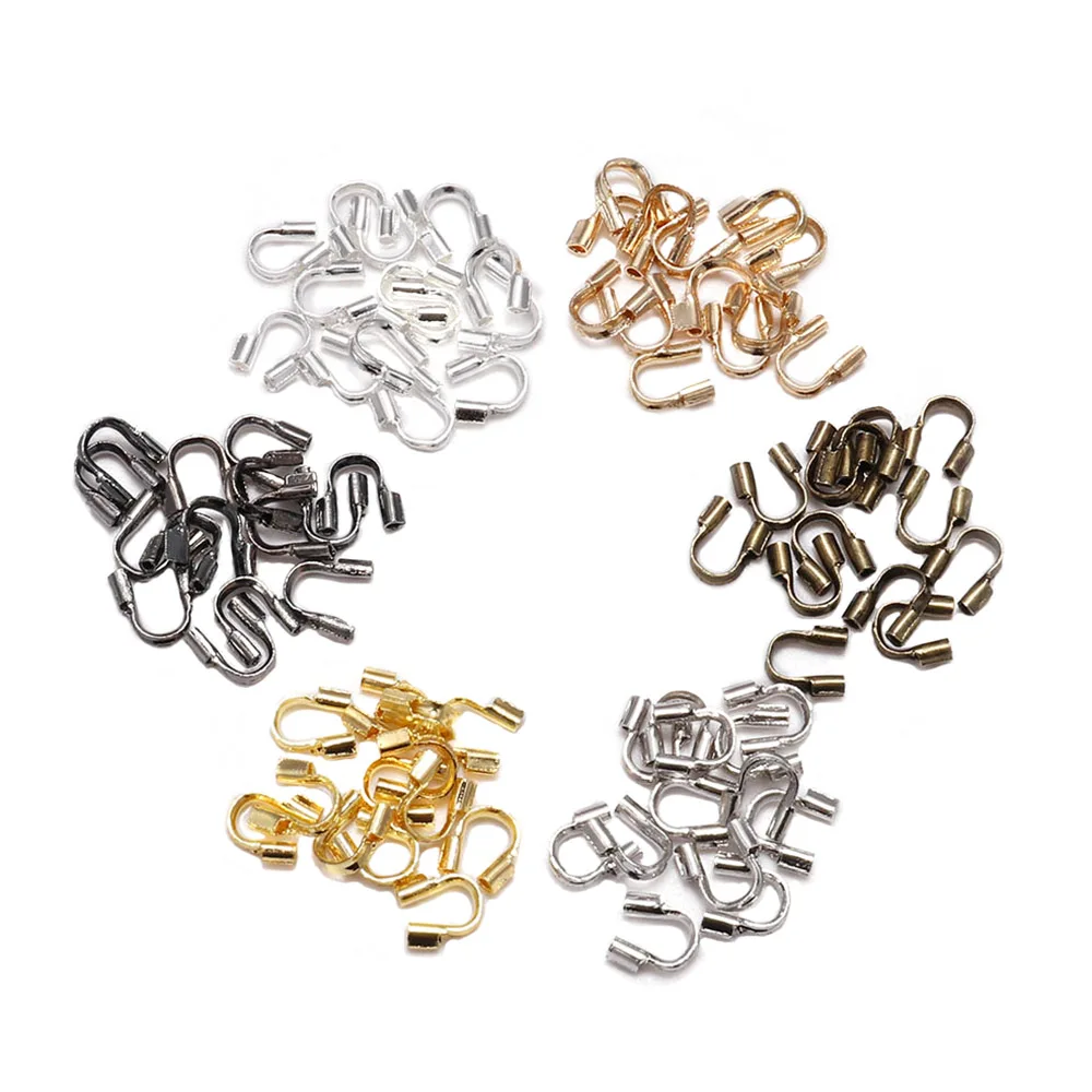 30–100 Stück 4,5 x 4 mm Drahtschutz, Drahtschutz, Wächter-Schutz, Schlaufen, U-Form, Zubehör, Verschlüsse, Verbinder für die Schmuckherstellung Image