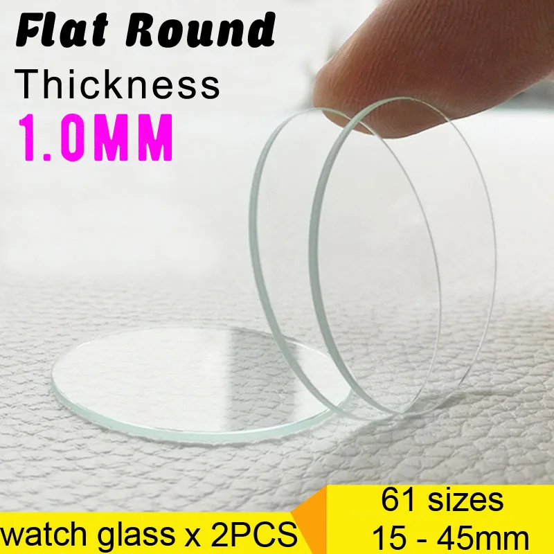 2PCS Dicke 1mm Runde Uhr Kristall 15mm bis 45mm Uhr Glas Ersatz Gläser Objektiv flache Spiegel Uhr Reparatur Werkzeug Teil