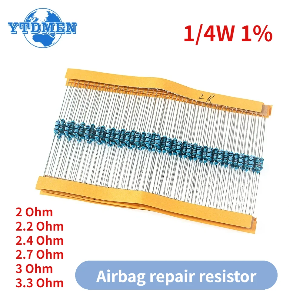 1/4 W 1 % Metallschichtwiderstand Auto-Airbag-Reparaturwiderstand 2 Ohm 2,2 Ohm 2,4 Ohm 2,7 Ohm 3 Ohm 3,3 Ohm 6 Arten von Elektronik-Kit Image