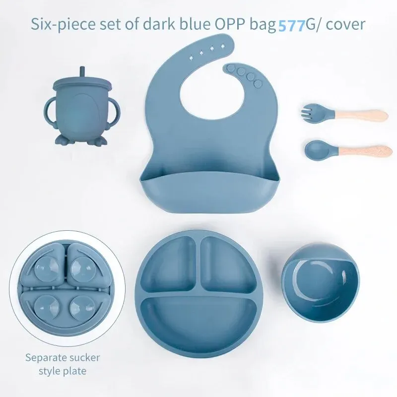 6 pcs baby mahlzeit set silikon set kinder essen trainings set besteck Image