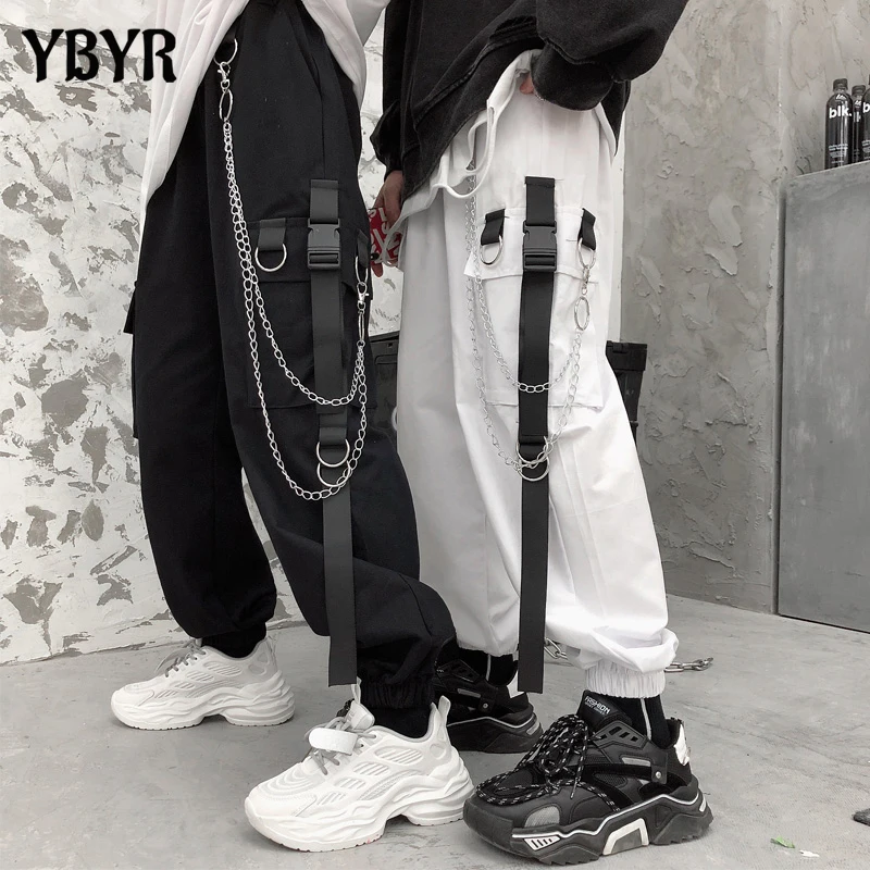 Frauen Cargo-Harem Hosen Seite Taschen Schwarz Weiß Hip Hop Casual Männlich-weibliche Joggers Hosen Mode Casual Streetwear Hosen