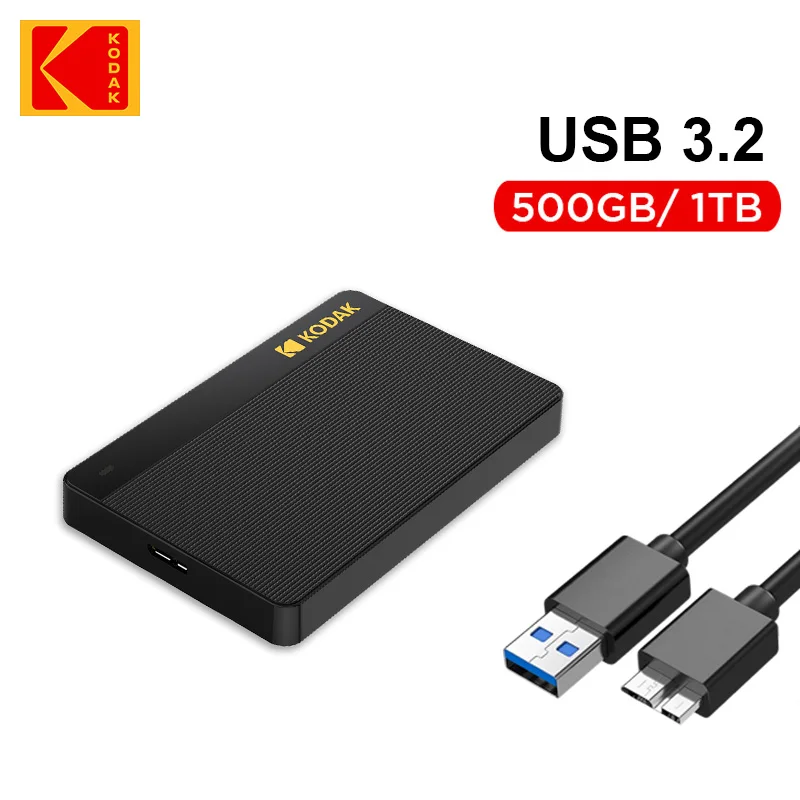 Disque dur externe portable Kodak P160 500 Go USB 3.0 PHDD, parfait pour PS4/PS5 Xbox Mac PC