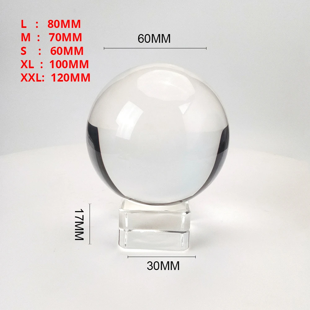 Klar 60mm/70mm/80mm/100mm/120mm Kristall Ball mit Kostenloser Stehen k9 Kristall Glas Ball für Fotografie Prop Image
