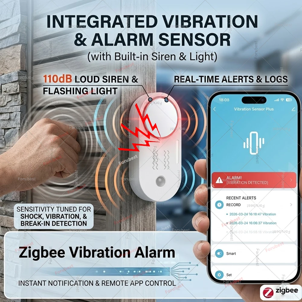 Alarme sirène intelligente Zigbee, alarme sirène vibrante en option pour alerte de sécurité domestique, alarme sonore et lumineuse 110dB pour Smart Life Tuya Z2M