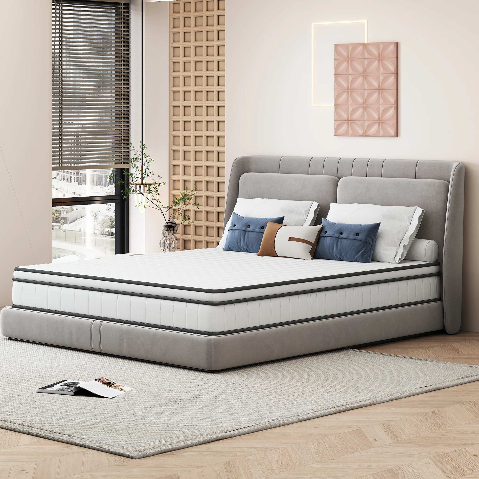 WoodenAura Matratze 90x200cm,Taschenfederkernmatratze (Höhe 20 cm),7-Zonen Orthopädische Matratze mit Komfortschaum, Gewebe (H3)