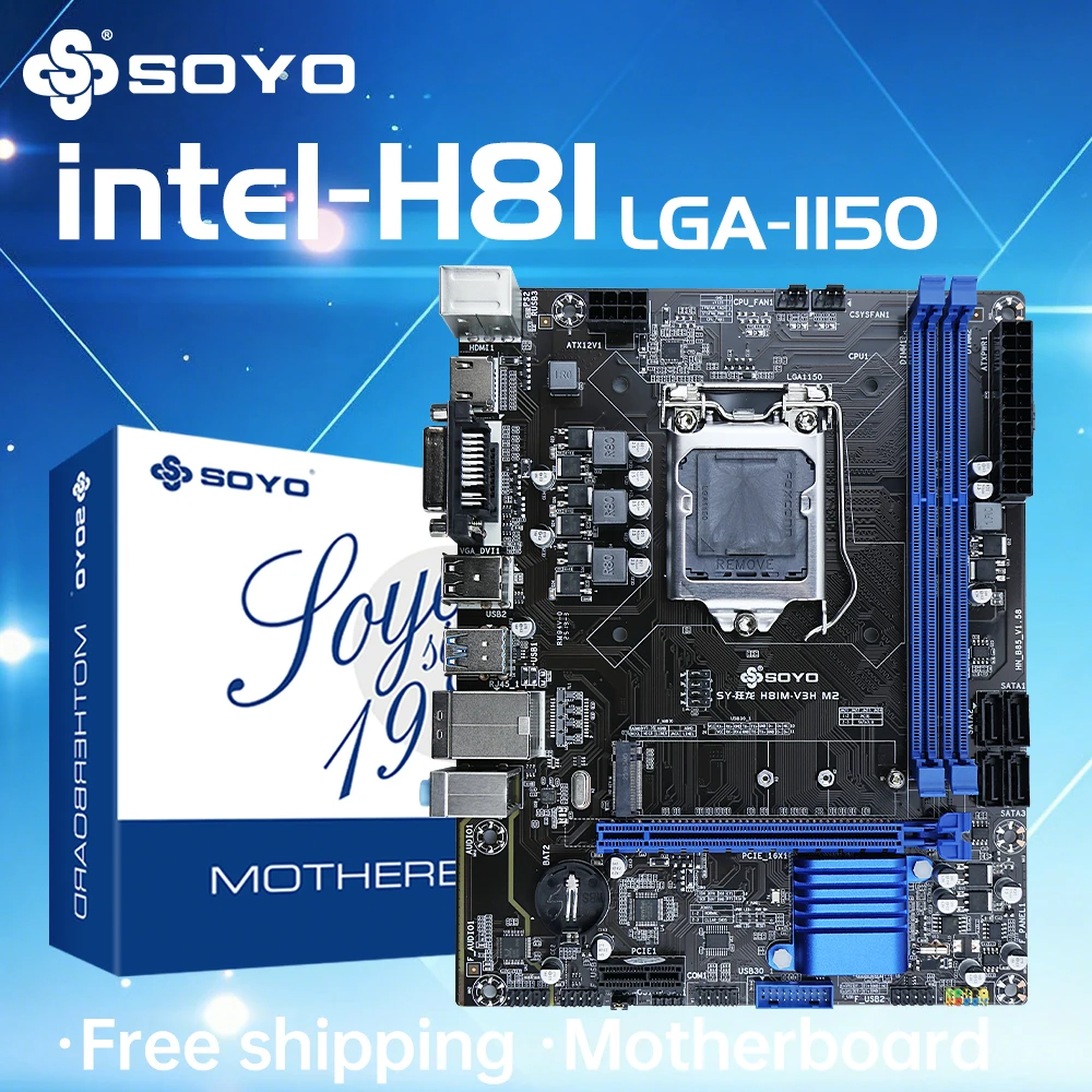 H81 Motherboard SOYO DDR3 LGA 1150 RAM 16 GB Unterstützung I3 I5 I7 Nvme NGFF M.2 Slot VGA HDMI-kompatibles RJ45 Gaming Mainboard Image