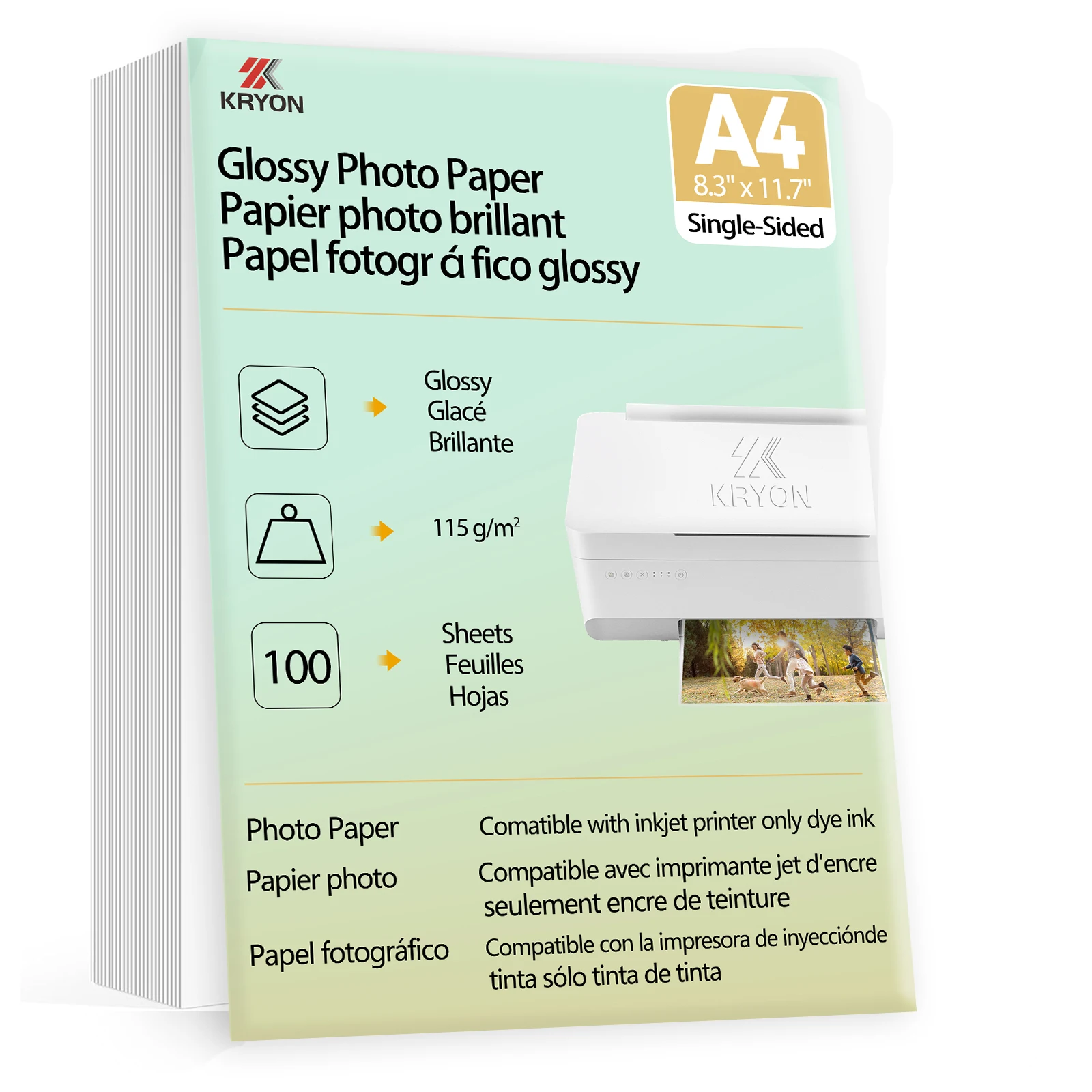 115 GSM A4 100 Blatt einseitig glänzender Fotodruck Inkjet 8,3 x 11,7 Zoll Letter-Format DIY Chip Bag Party Fa Image