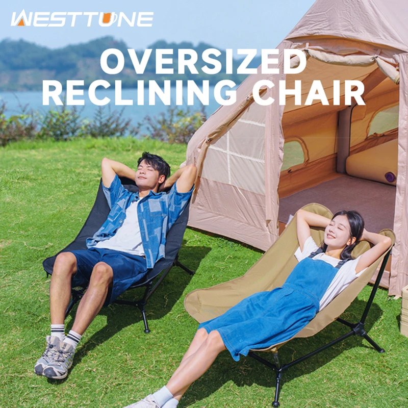WESTTUNE Klappbarer Liegestuhl, übergroßer Camping-Liegestuhl, Aluminiumlegierung, Outdoor-Freizeit, fauler Stuhl für Zuhause, Reisen, Strand