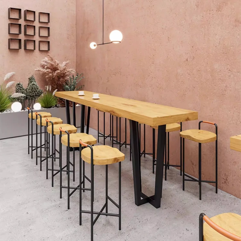 Nordischer Massivholz-Barhocker im Luxus-Retro-Design für Küche, Outdoor, Büro und Café