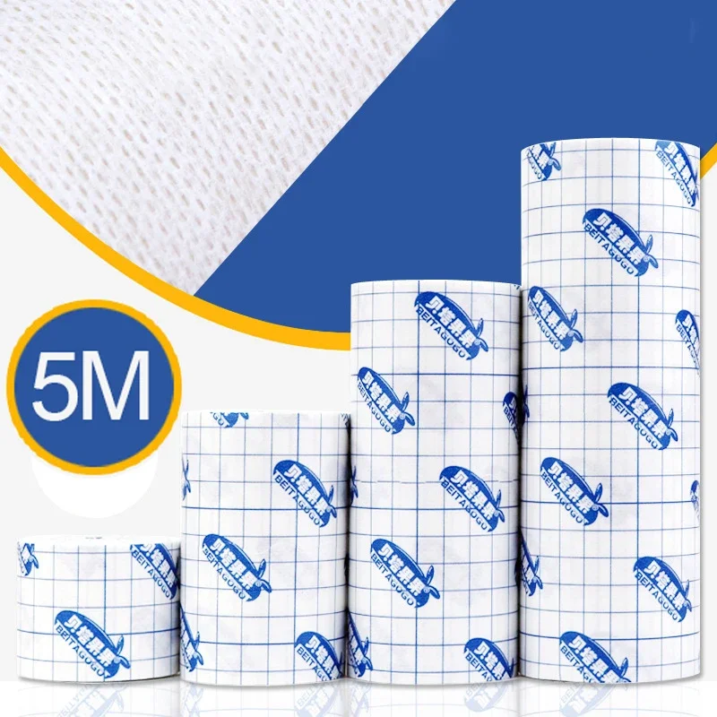 5 m/Rollen atmungsaktives Vliesband zur Hautheilung, weiche Heftpflaster, antibakterielle Wundstreifen, Verband, Fixierungsverband Image