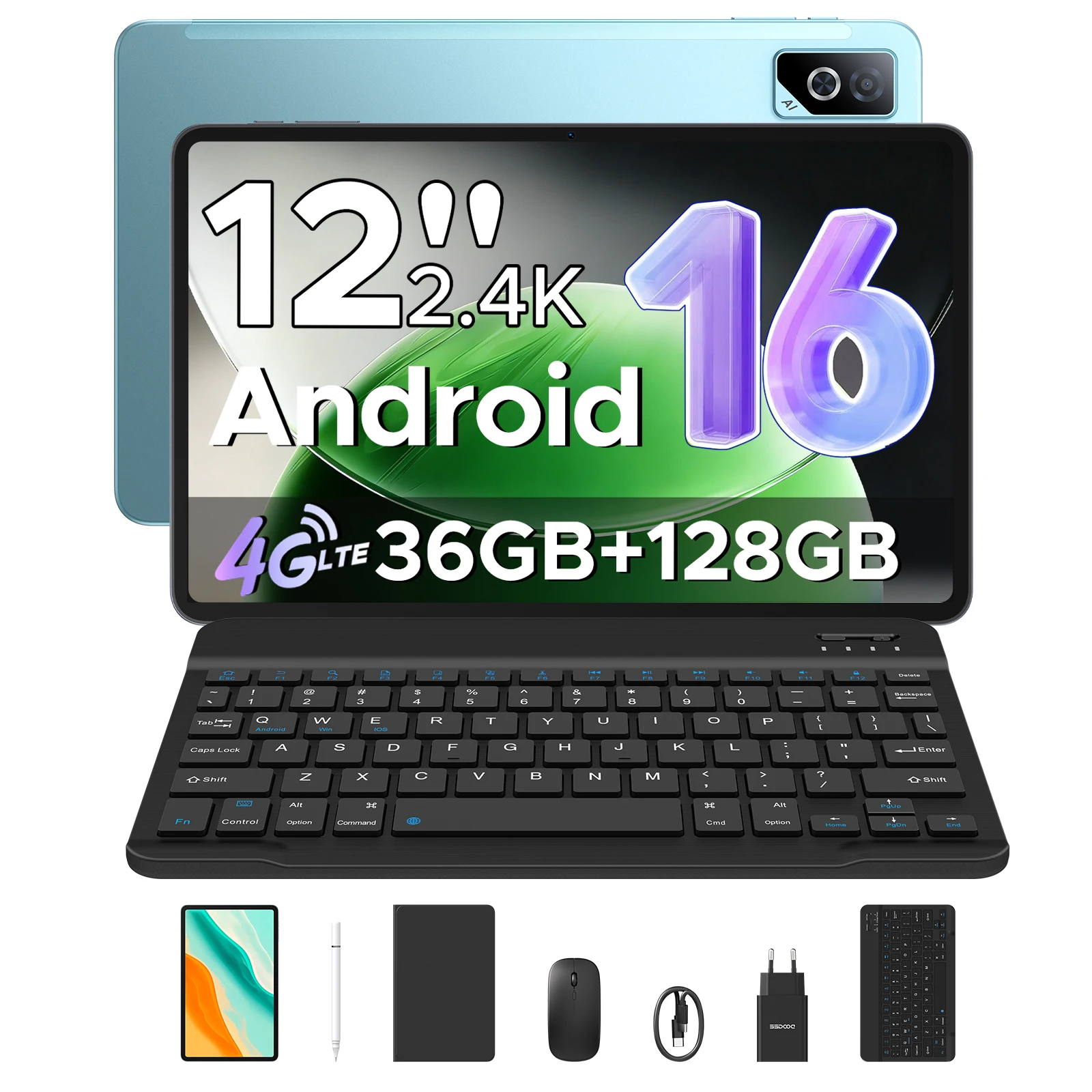 DOOGEE Tab G6 Pro Tablet 12 Zoll Android 16 12'' 90Hz Display 36GB RAM+128GB 9000mAh Akku Helio G100 Octa-Core Dual-Lautsprecher,tablet mit sim karte,tablet mit tastatur und stift Image