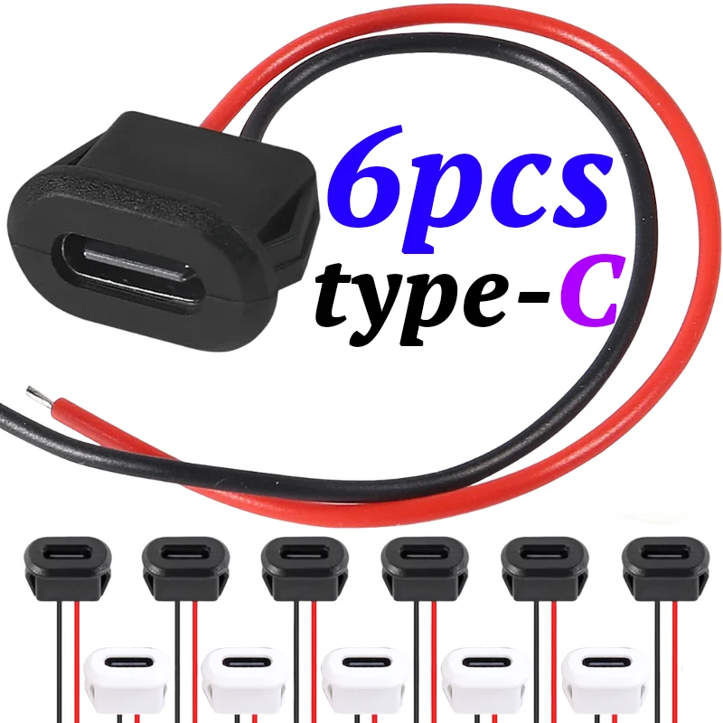 Typ-C Weibliche 2-Pin USB Stecker Typ-C Wasserdichte Buchse Schnell Ladung Jack USB-C Ladegerät Stecker Zubehör 2/4/6PCS Image