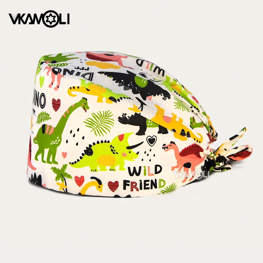 Neue Baumwolle Anime druck Atmungsaktive Peeling hut pet shop spa uniform Schweiß handtuch hut schönheit salon arbeit peeling kappen frauen und mann Image
