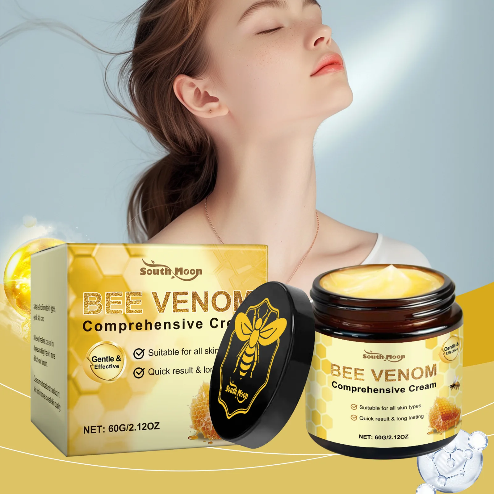 Bee Venom Gesichtscreme, Feuchtigkeitscreme, nährt Trockenheit, hautstraffende Reparatur, beschädigte Haut, stärkt die Barriere, erhellt, nährende Körpercreme Image