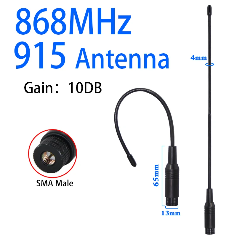 LoRa 868 MHz 915 MHz weiche Antenne für Meshtastic 900 M omnidirektionale 915 MHz LoRawan Peitschenantenne High Gain Long Range SMA-Stecker Image