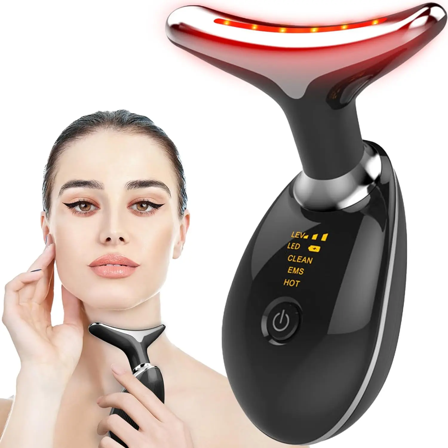 Gesichts Mikrostrom EMS Hals Face Lifting Massagegerät Hals Gesicht Schönheit Haut Straffen Gerät LED Photon Therapie Anti Falten Entferner Image