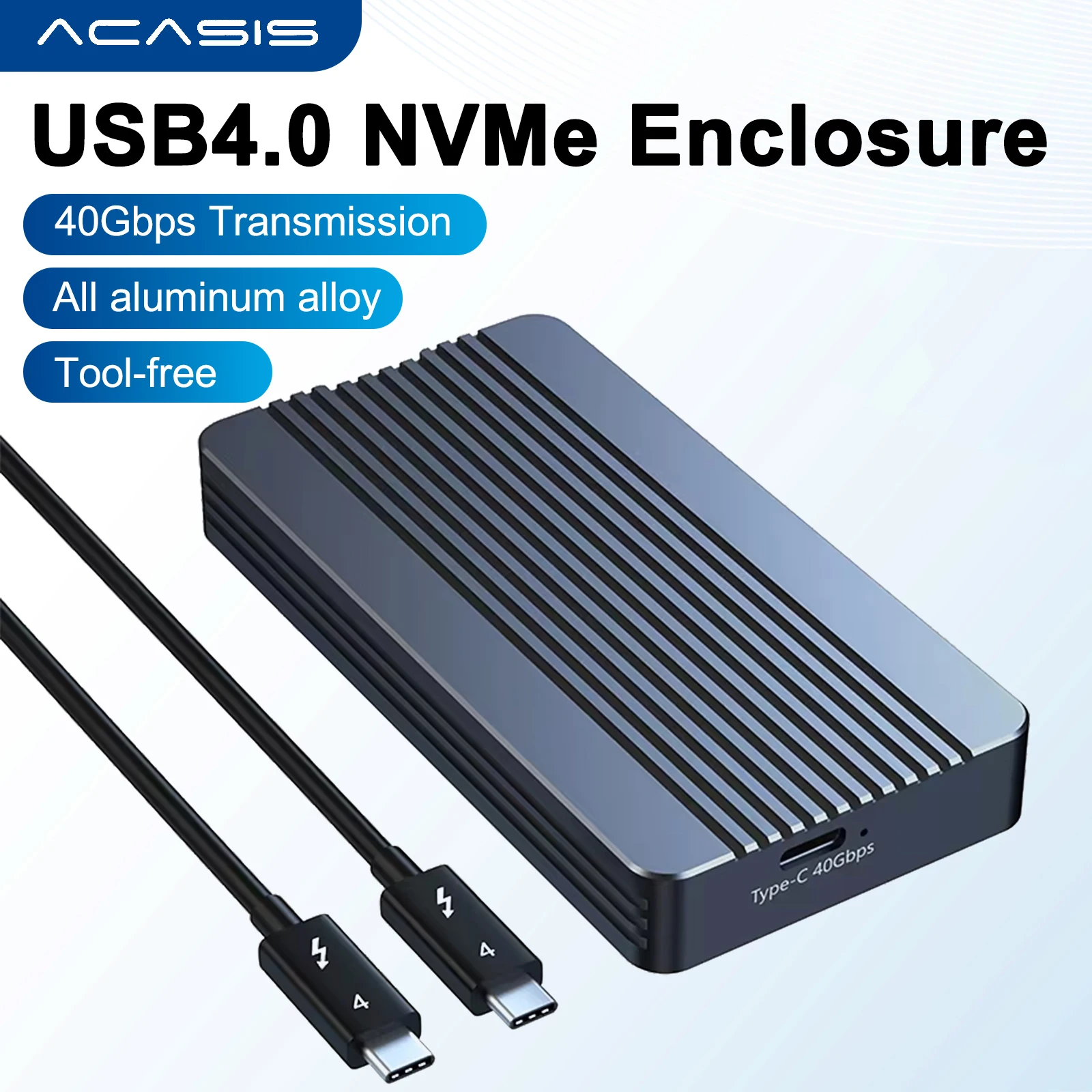 Acasis 40Gbps USB 4.0 NVME M.2 SSD-Gehäuse Kompatibles Aluminium M2 Externes Gehäuse Kompatibel mit Thunderbolt Typ-C NVME M.2 Gehäuse Image