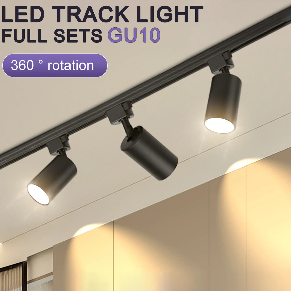 GU10 Schienenlicht, LED-Strahler, 110 V/220 V, Schienenbeleuchtung für Wohnzimmer, Dekoration, Bekleidungsgeschäft, Deckenstrahler, komplette Sets