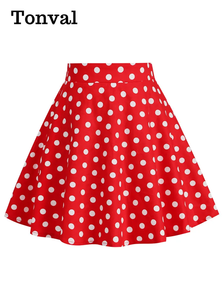 Tonval Baby Mädchen Polka Dot Print Vintage Rock für Kinder 50er Jahre Rockabilly Pinup elastische Taille A-Linie Röcke Kinderbekleidung