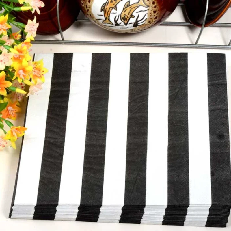 20 Stück/Packung klassische schwarze und weiße Streifen, rote und weiße Streifen, Einweg-Papier-Tischsets, Blumenpapier, Party-Dekorationspapier Image