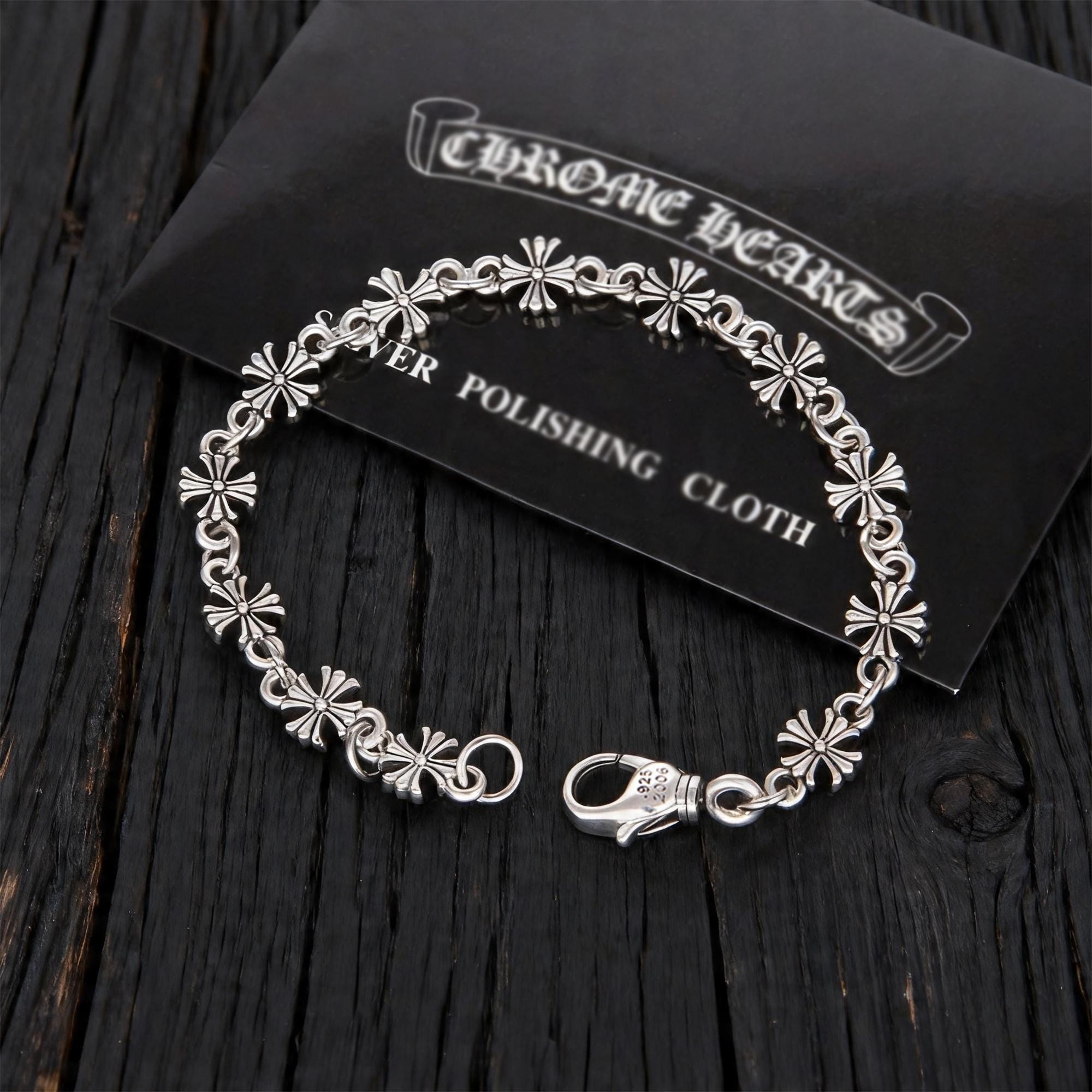 Bracciale CH con croce e fiori, stile vintage gotico, bracciale a catena con maglie floreali, gioiello punk, regalo per uomo e donna, accessorio di te
